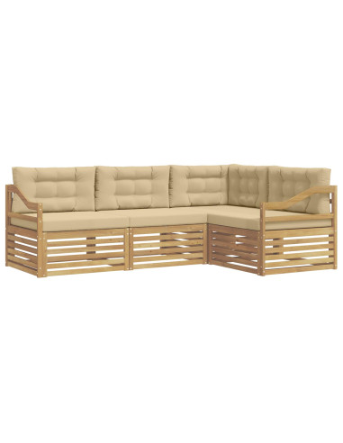 Set di divani da esterno 4 pcs Bianco e Beige