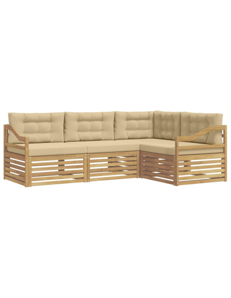 Set di divani da esterno 4 pcs Bianco e Beige