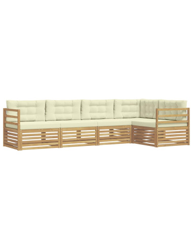 Set di divani da esterno 5 pcs Bianco e Crema Poliestere