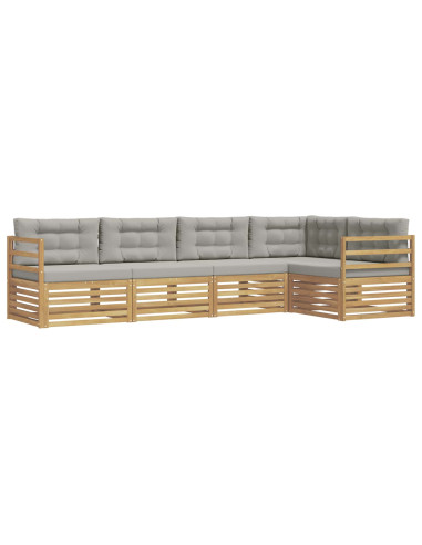 Set di divani da esterno 5 pcs Bianco e Grigio Chiaro