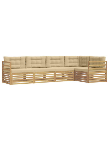 Set di divani da esterno 5 pcs Bianco e Beige Poliestere
