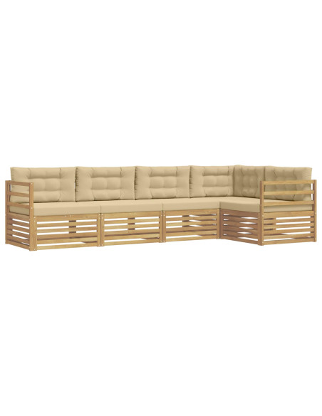 Set di divani da esterno 5 pcs Bianco e Beige Poliestere