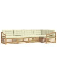 Set di divani da esterno 5 pcs Bianco e Crema Poliestere 2