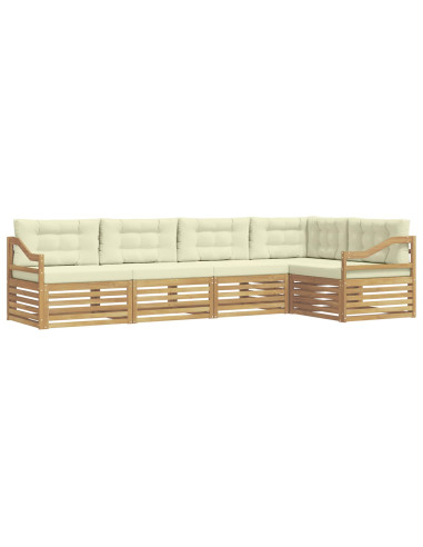 Set di divani da esterno 5 pcs Bianco e Crema Poliestere