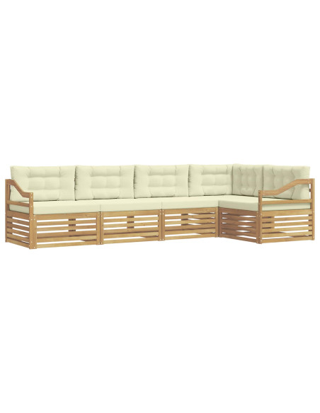 Set di divani da esterno 5 pcs Bianco e Crema Poliestere