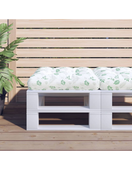 Cuscino per Pallet Motivo a Foglie 58x58x10cm in Tessuto Oxford