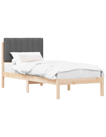Letto con Testiera Rivestita Grigio scuro 75 x 190 cm