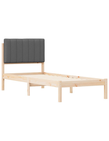 Letto con Testiera Rivestita Grigio scuro 75 x 190 cm