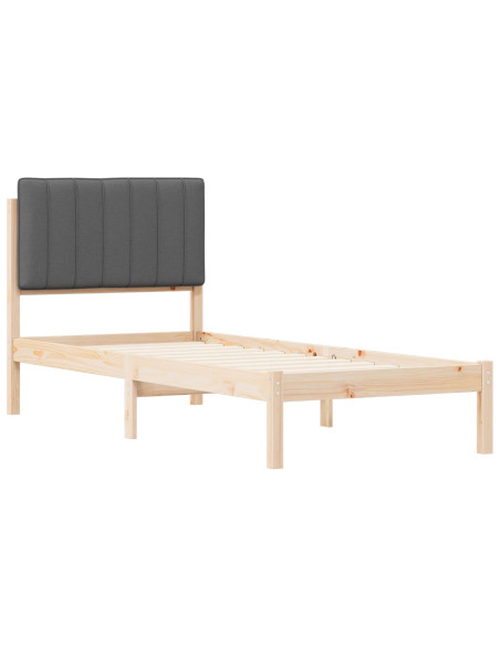 Letto con Testiera Rivestita Grigio scuro 75 x 190 cm