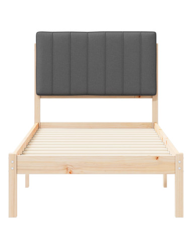 Letto con Testiera Rivestita Grigio scuro 75 x 190 cm