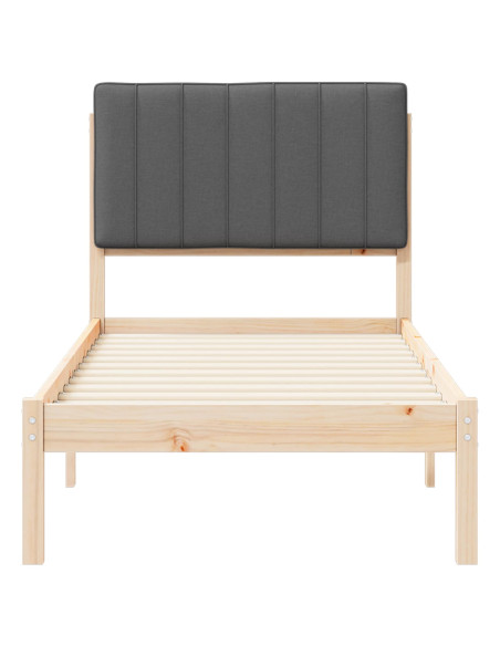 Letto con Testiera Rivestita Grigio scuro 75 x 190 cm