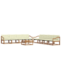Set di divani da esterno con cuscino 9 pcs Naturale e Crema 2