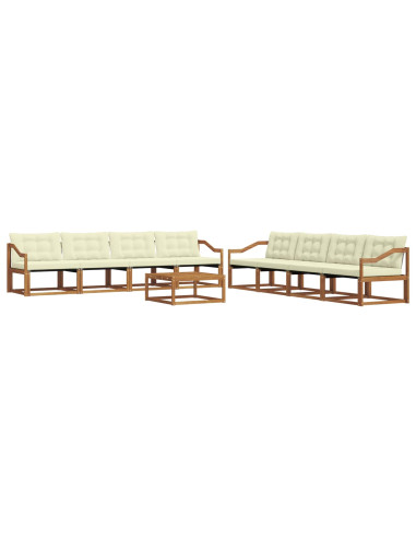 Set di divani da esterno con cuscino 9 pcs Naturale e Crema