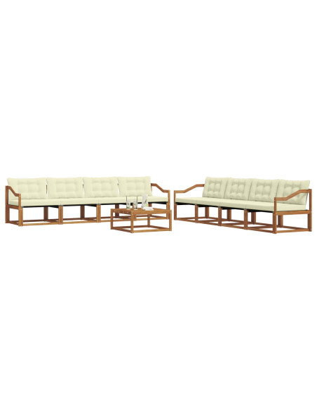 Set di divani da esterno con cuscino 9 pcs Naturale e Crema