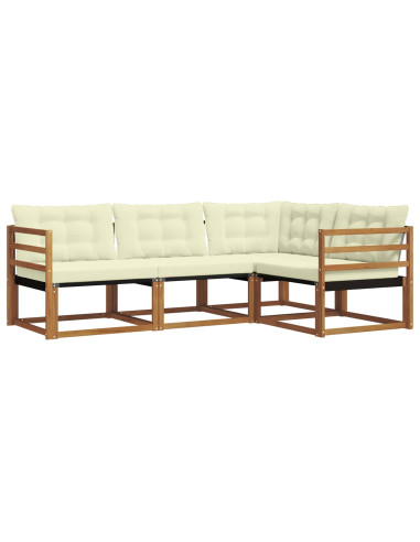 Set di divani da esterno con cuscino 4 pcs Naturale e Crema