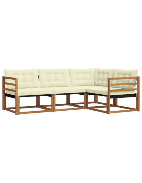 Set di divani da esterno con cuscino 4 pcs Naturale e Crema