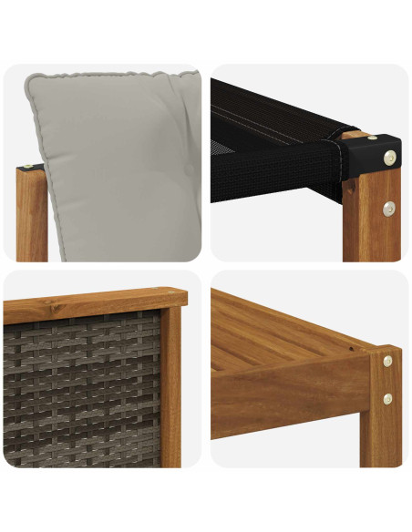 Set di divani da esterno 7 pcs Naturale e Grigio Chiaro
