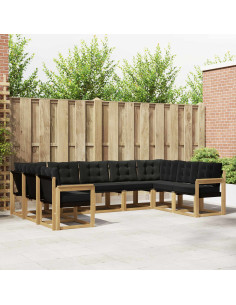 Set di divani da esterno con cuscino 9 pcs Bianco e Nero