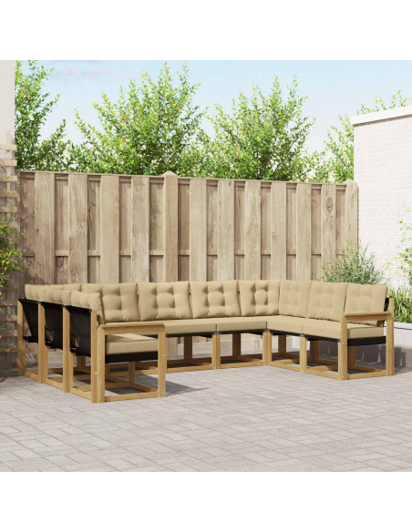 Set di divani da esterno con cuscino 9 pcs Bianco e Beige