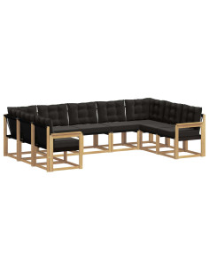 Set di divani da esterno con cuscino 9 pcs Bianco e Nero 2
