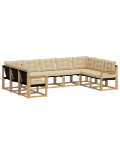 Set di divani da esterno con cuscino 9 pcs Bianco e Beige 2