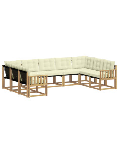Set di divani da esterno con cuscino 9 pcs Bianco e Crema 2