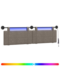 Testiera sospesa Con luce LED Grigio PU Antico 2