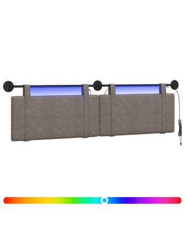 Testiera sospesa Con luce LED Grigio PU Antico