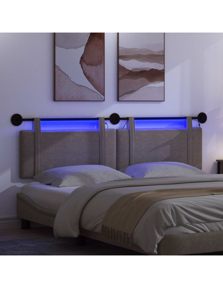 Testiera sospesa Con luce LED Grigio PU Antico