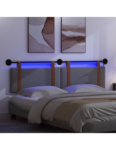 Testiera sospesa Con luce LED Grigio Scuro PU Antico