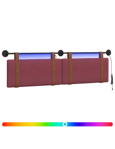 Testiera sospesa Con luce LED Rosso Vino PU Antico 2