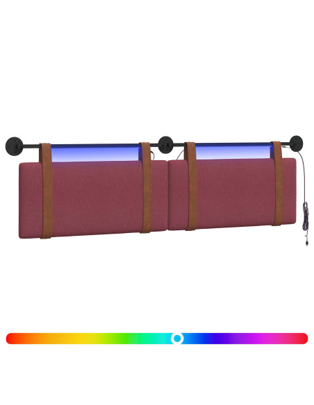 Testiera sospesa Con luce LED Rosso Vino PU Antico