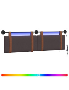 Testiera sospesa Con luce LED Marrone Scuro PU Antico 2
