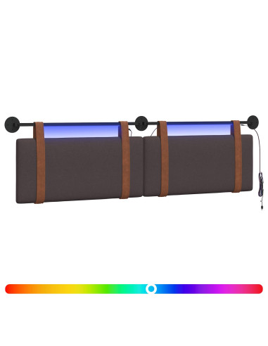 Testiera sospesa Con luce LED Marrone Scuro PU Antico