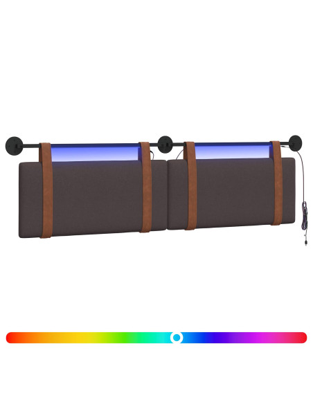 Testiera sospesa Con luce LED Marrone Scuro PU Antico