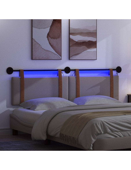 Testiera sospesa Con luce LED Tortora PU Antico