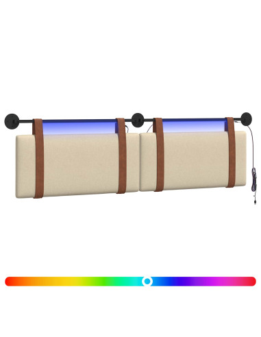 Testiera sospesa Con luce LED Crema PU Antico