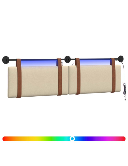 Testiera sospesa Con luce LED Crema PU Antico