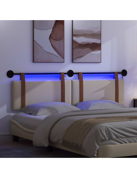 Testiera sospesa Con luce LED Crema PU Antico
