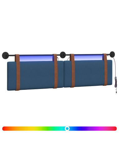 Testiera sospesa Con luce LED Blu PU Antico
