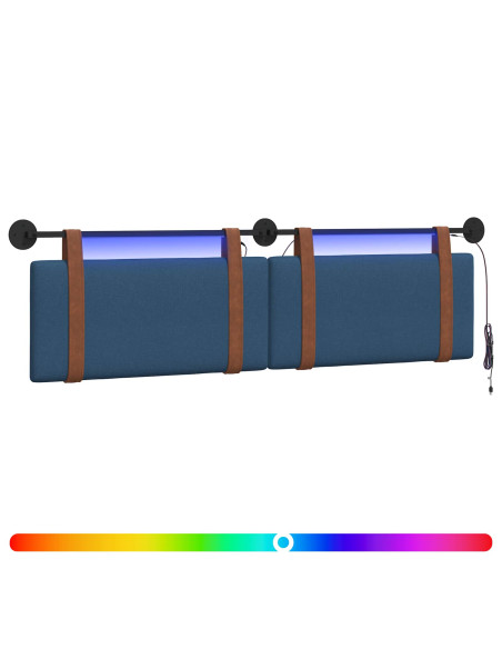 Testiera sospesa Con luce LED Blu PU Antico