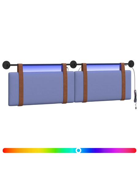 Testiera sospesa Con luce LED Blu jeans PU Antico