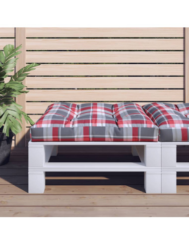 Cuscino per Pallet a Quadri Rossi 70x70x12 cm in Tessuto