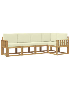 Set di divani da esterno con cuscino 5 pcs Bianco e Crema 2