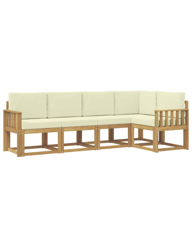 Set di divani da esterno con cuscino 5 pcs Bianco e Crema