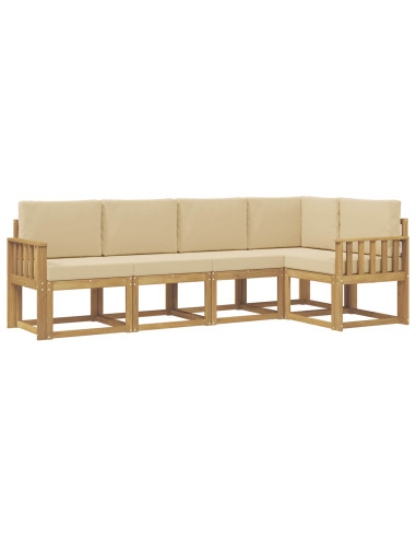 Set di divani da esterno con cuscino 5 pcs Bianco e Beige