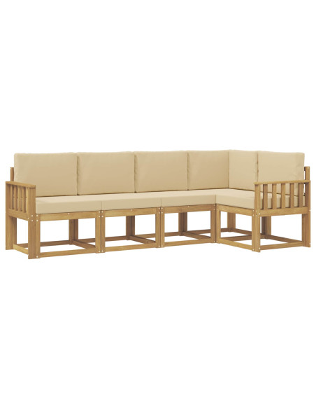 Set di divani da esterno con cuscino 5 pcs Bianco e Beige