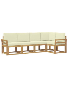 Set di divani da esterno con cuscino 5 pcs Bianco e Crema 2