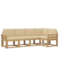 Set di divani da esterno con cuscino 5 pcs Bianco e Beige 2