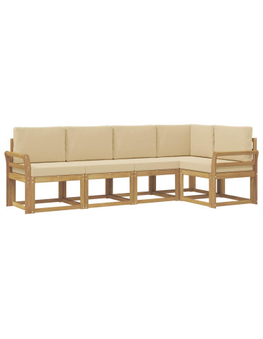Set di divani da esterno con cuscino 5 pcs Bianco e Beige